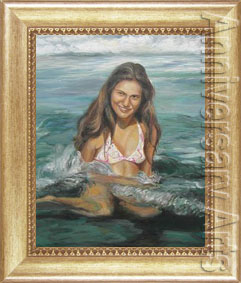 油絵で作成した水着の肖像画（全身像）